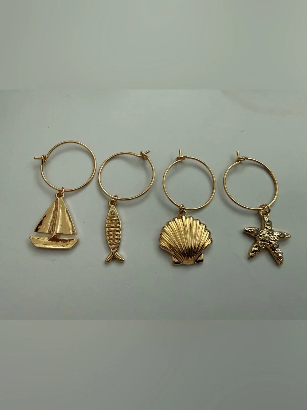 Frasier Sterling Sip by the Sea Wine Glass Charms| Set of 4